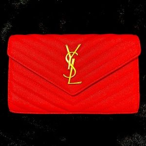 🛑SOLD Y S L Red Chevron Monogram Clutch CrossBody Bag SOLD 🛑